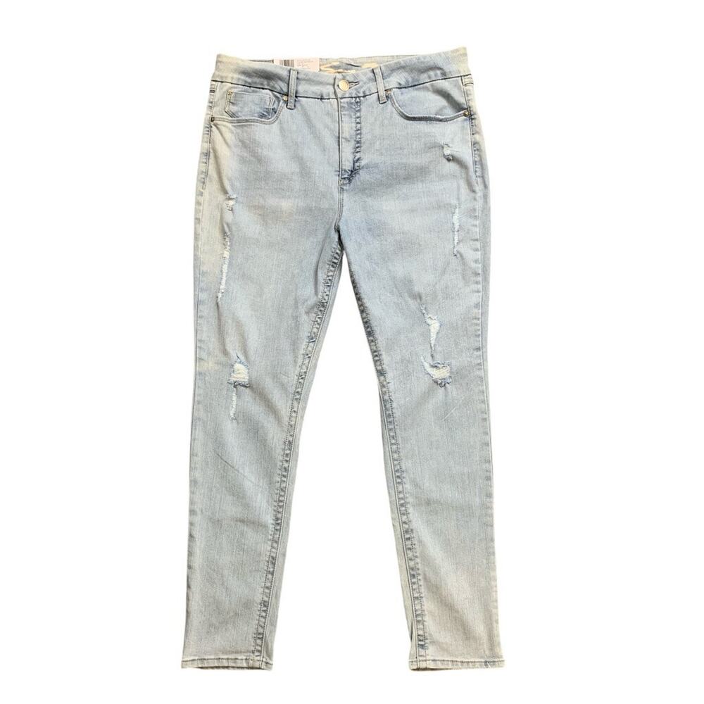 Seven7 Jeans Women 16 Denim Tummyless High Rise Skinny Slimming Distressed *READ